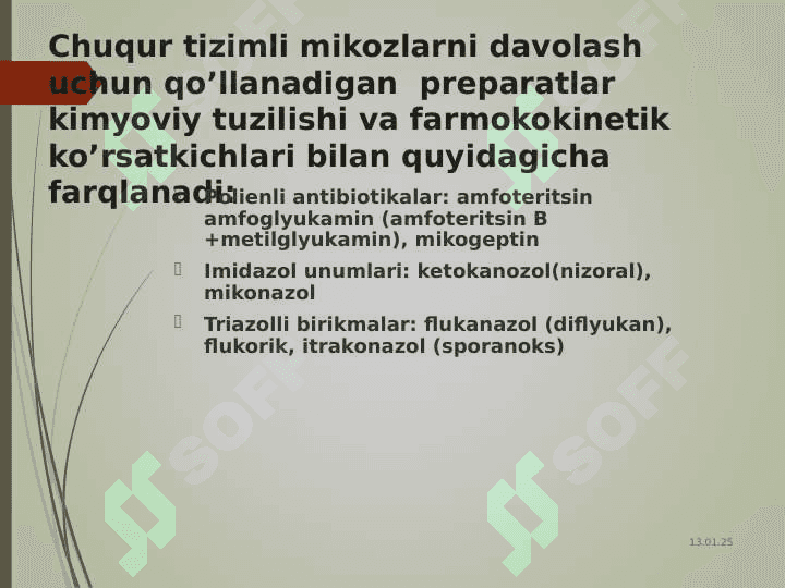 Zamburug’larga qarshi dorivositalarining klinik farmakologiyasi. 8