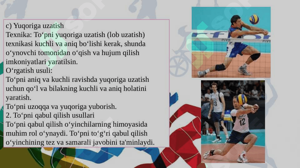 Voleybol o‘yinida to‘pni uzatish va qabul qilish texnik usullarni o‘rgatish 4