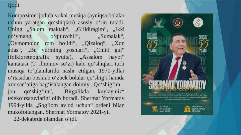 “Boychechak” Sh.Yormatov bolalar xori uchun moslashtirgan 4