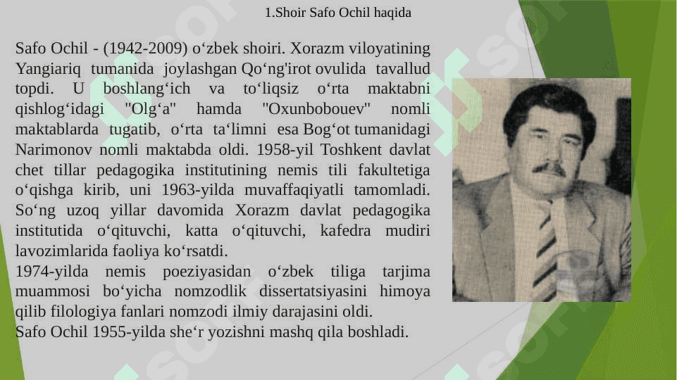 Svetafor” Safo Ochil she’ri,  S.Nurmatov musiqasi 2