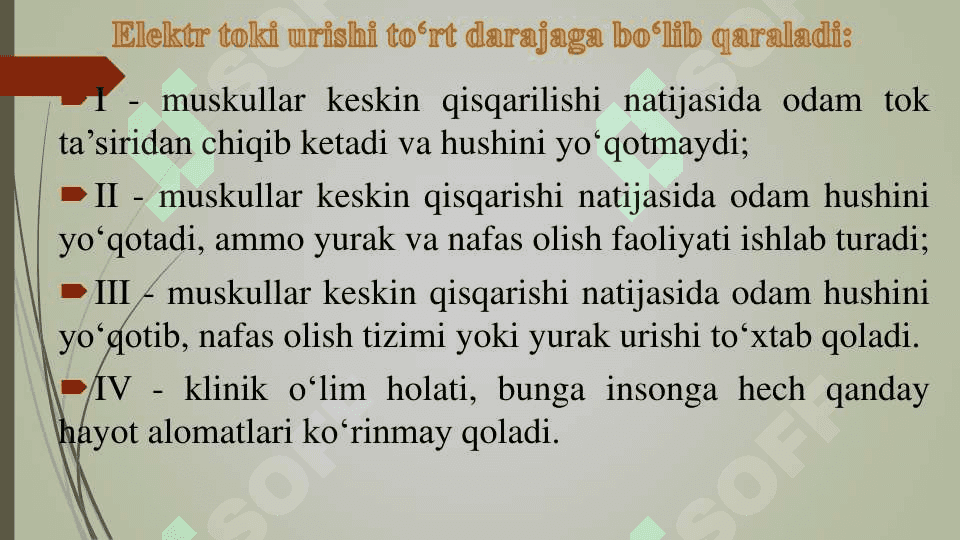 Elektr xavfsizlik” faniga kirish. Elektr tokining inson organizmiga ta’siri 5