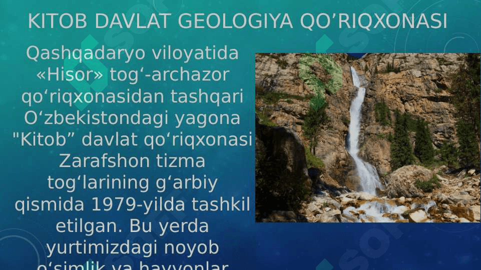 O’zbekistonning muhofaza etiladigan tabiiy hududlari. Urbanizatsiya va atrof muhit muammolari 3