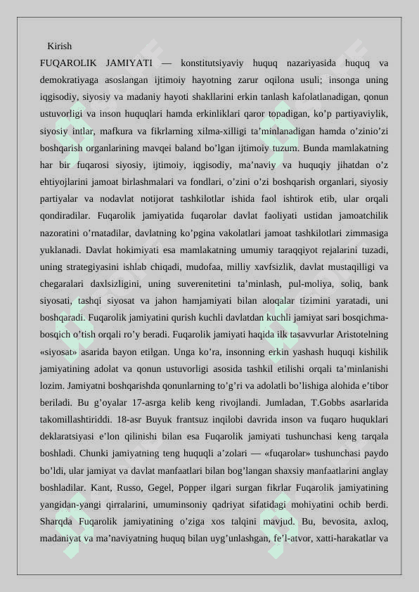 O'zbekiston Respublikasida demokratik huquqiy davlat qurish va fuqarolik jamiyatini shakllantirish sharoitida davlat funktsiyalarining o'zgarishi va yangilanishi 2