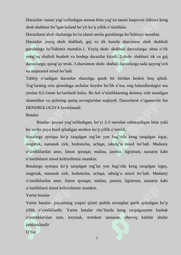 TABIIY FANLAR DARSLIGI ASOSIDA "TUBAN ÒSIMLIKLAR" MAVZUSINI ÒRGATISHNING NAZARIY VA METODIK ASOSLARI 7