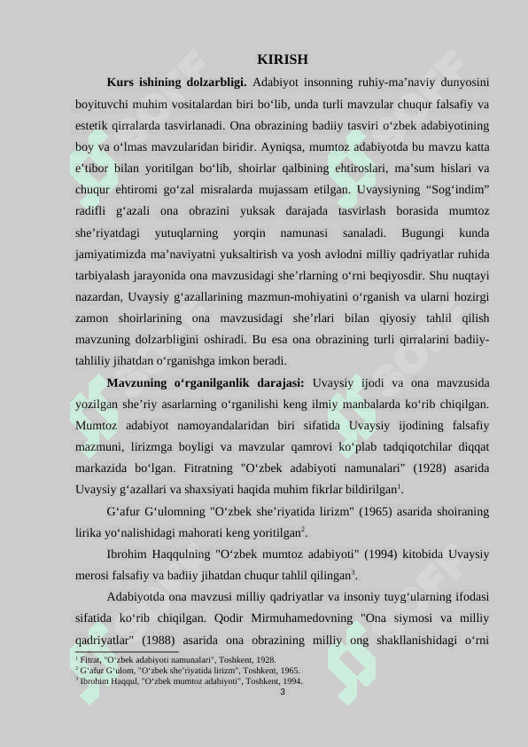 Uvaysiyning “Sog‘indim” radifli g‘azali bilan Ona mavzusida yaratilgan she’rlarning qiyosiy tahlili 3