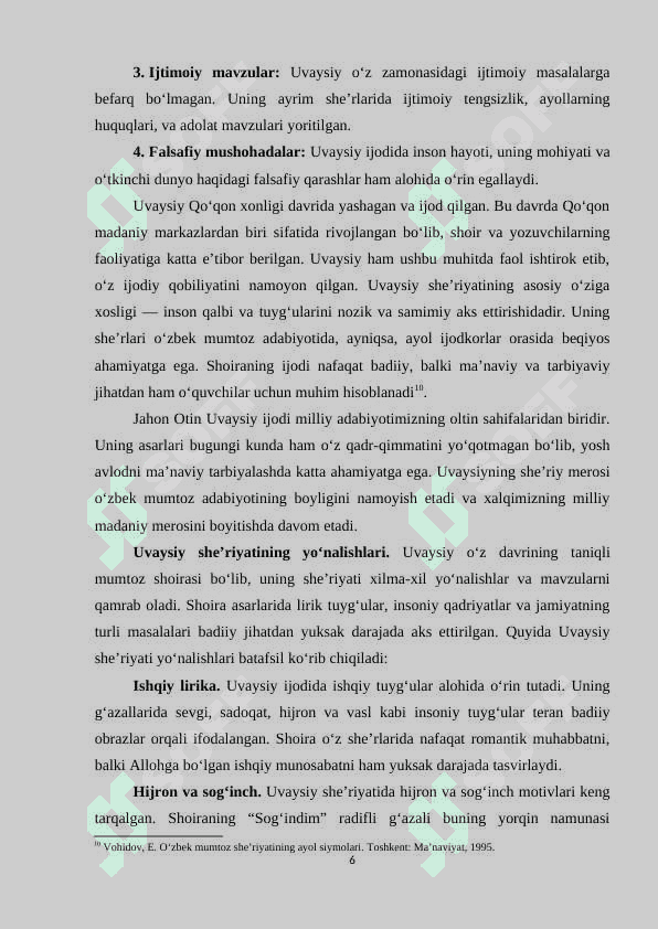 Uvaysiyning “Sog‘indim” radifli g‘azali bilan Ona mavzusida yaratilgan she’rlarning qiyosiy tahlili 6