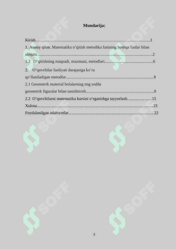 Boshlang’ich sinifda matematika o’qitish jarayonida fanlararo aloqadorlik 2