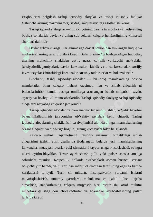 :“Oʻzbekistonda tashqi iqtisodiy faoliyatning erkinlashtirilishi” 8