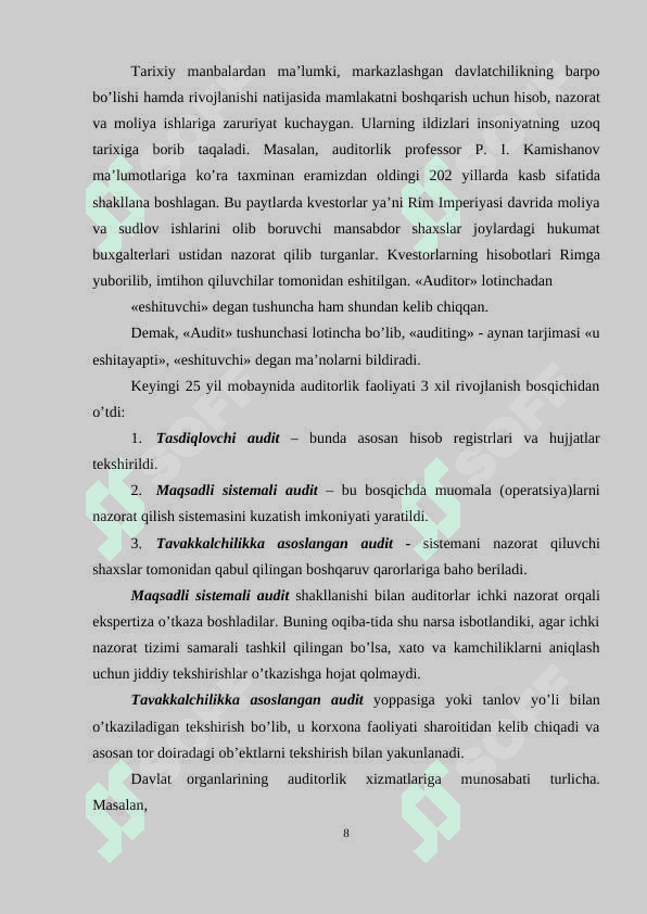 Auditorni paydo bo’lishi va rivojlanish bosqichlari 8