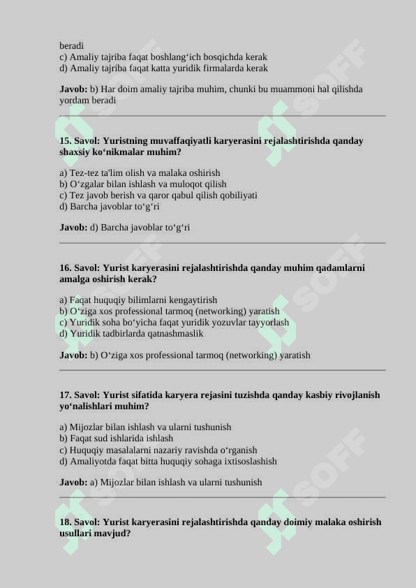 Huquqiy ko‘nikmalar va metodologiya fanidan test 4