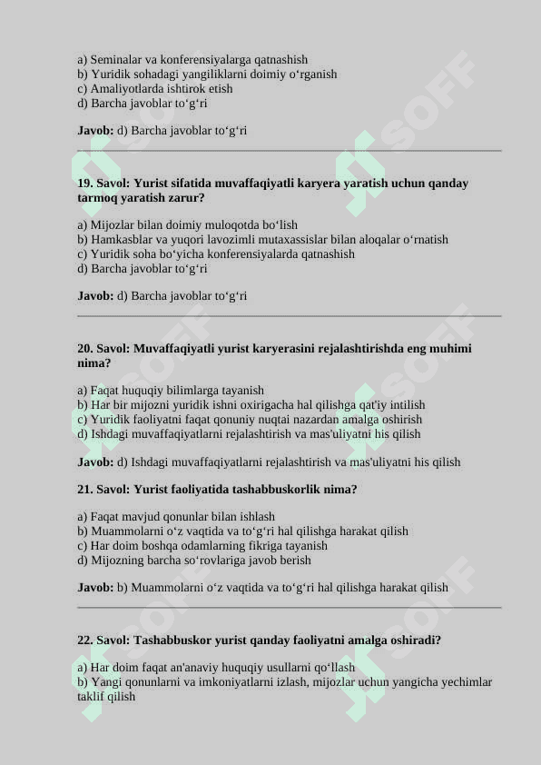 Huquqiy ko‘nikmalar va metodologiya fanidan test 5