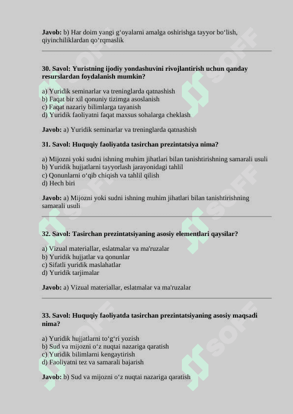 Huquqiy ko‘nikmalar va metodologiya fanidan test 8
