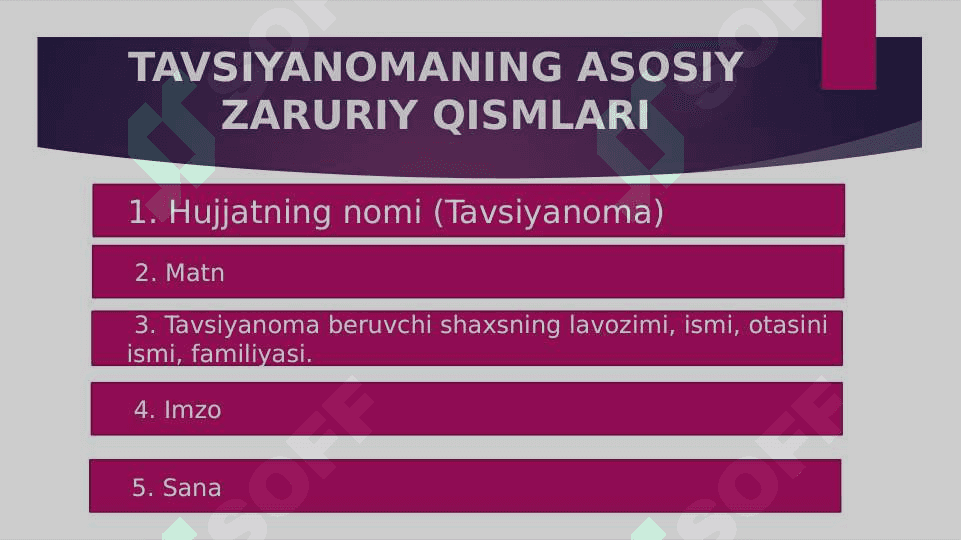TAVSIYANOMA yozish tartibi 3