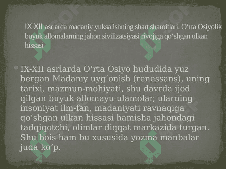 O’rta Osiyo hududida  IX-XII asrlarda Renessans 3