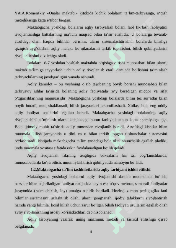 Maktabgacha ta`lim yoshidagi bolalarga aqliy tarbiya berish usul va metodlari. 8