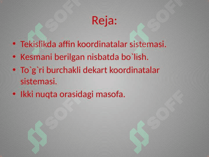 Tekislikda affin koordinatalar sistemasi 2