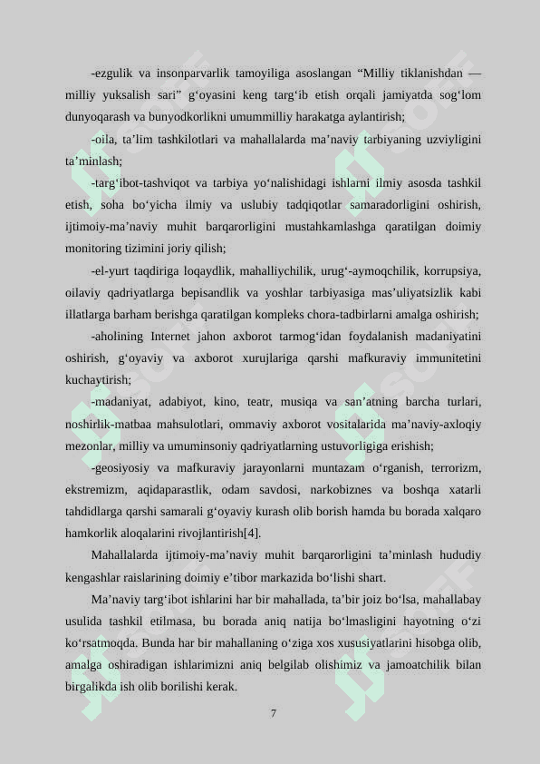 Oʻzbekiston respublikasi prezidenti sh.mirziyoyevning keng miqyosidagi islohatlari va uning mazmuni 7