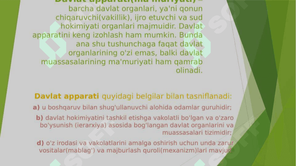 Davlat apparatini tashkil etish va faoliyatini amalga oshirish tamoyillari. Davlat funksiyalari tushunchasi 4