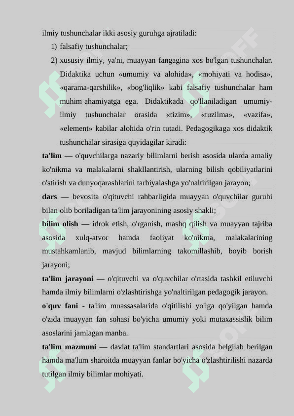 Didaktika - pedagogik ta’lim nazariyasi. O’qitish jarayoni yaxlit tizim sifatida. O’rta maxsus va kasb-hunar ta’limi mazmuni. Davlat ta’lim standarti 5