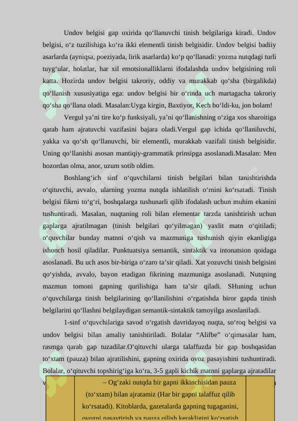 Boshlang‘ich sinf o‘quvchilarini tinish belgilarining ishlatilishi bilan tanishtirish 8