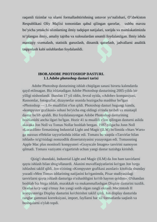Adobe photoshop dasturning grafik obyektlarda ranglar va qatlamlar bilan ishlashning zamonaviy usullari 6