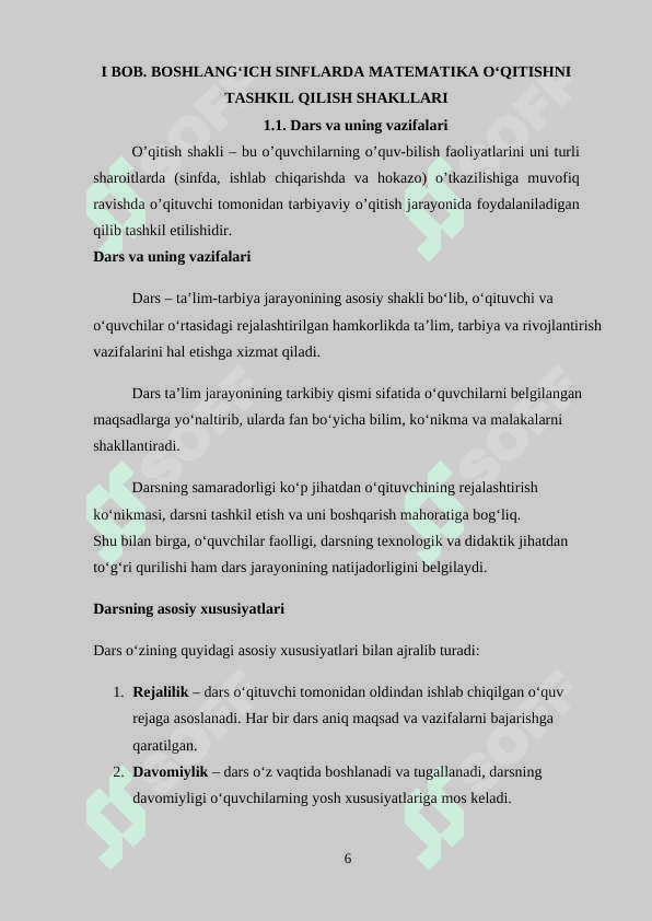 BOSHLANG‘ICH SINFDA MATEMATIKA O‘QITISHNI TASHKIL QILISH SHAKLLARI. 6