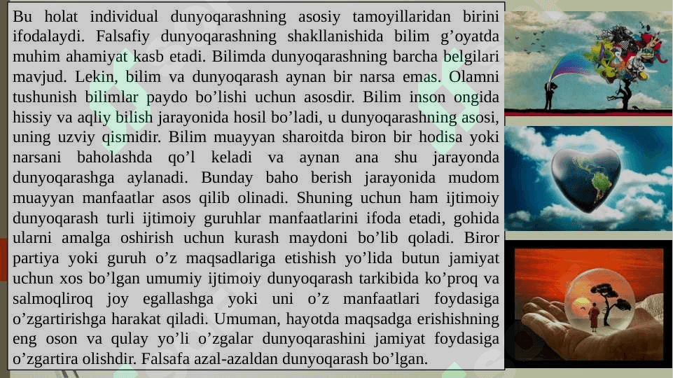 Dunyoqarash va uning mohiyati 6