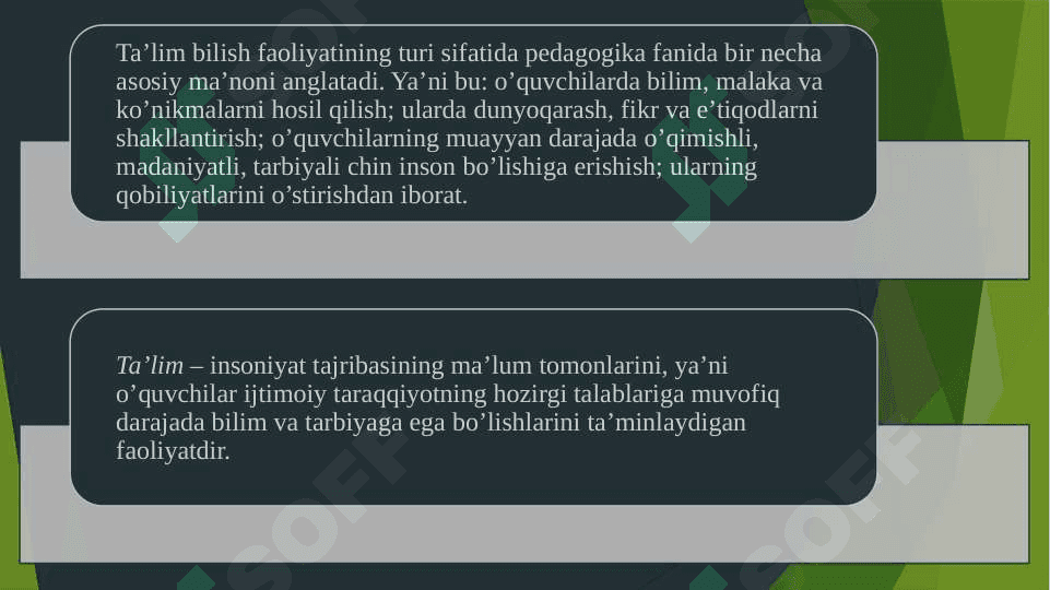 Ta’lim maqsadi va o’quvchilarning yosh xususiyatlaridan kelib chiqib o’quv ishlarining turli shakllaridan foydalanish 3