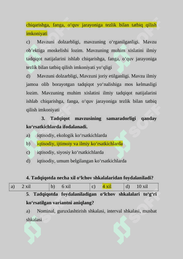 Iqtisodiyot magistratura mutaxasisligi 1-kurs talabalari uchun “Ilmiy tadqiqot metodologiyasi” fanidan yakuniy nazorat test savollari 2