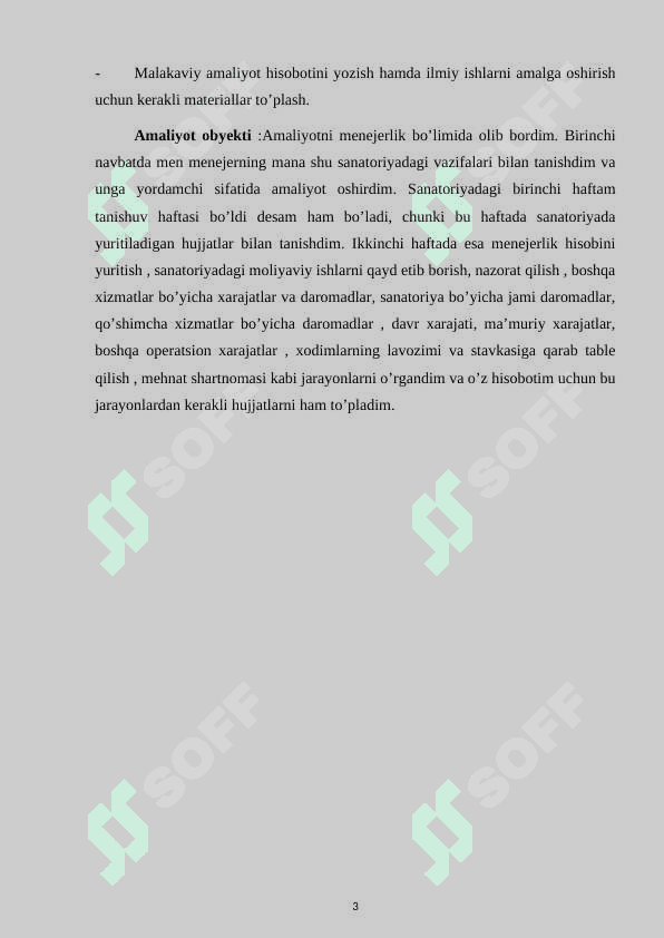 Shifo maskanida tibbiyot talabalari uchun amaliyot bo`yicha hisobot 3