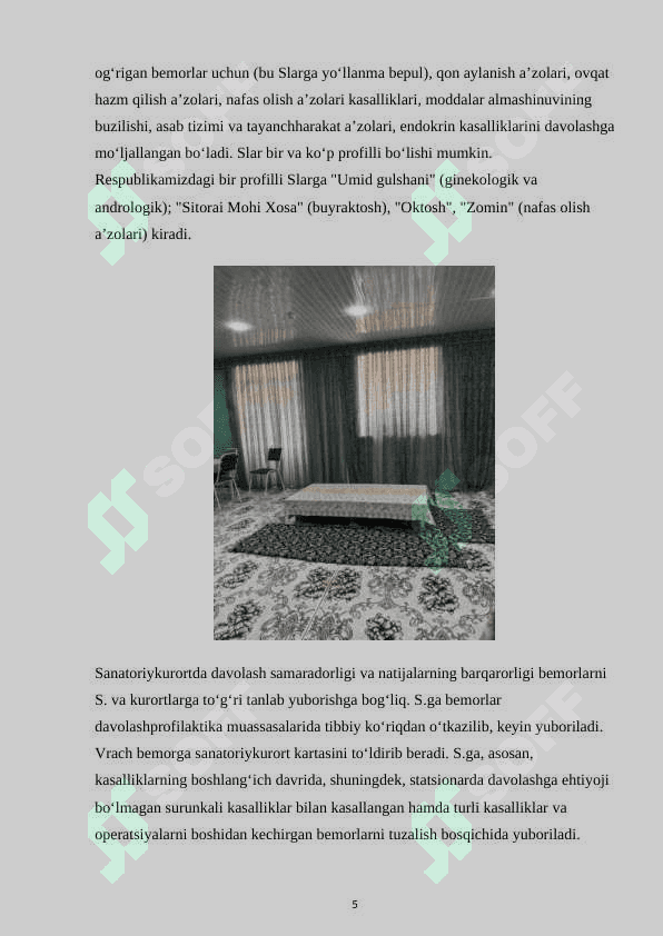Shifo maskanida tibbiyot talabalari uchun amaliyot bo`yicha hisobot 5