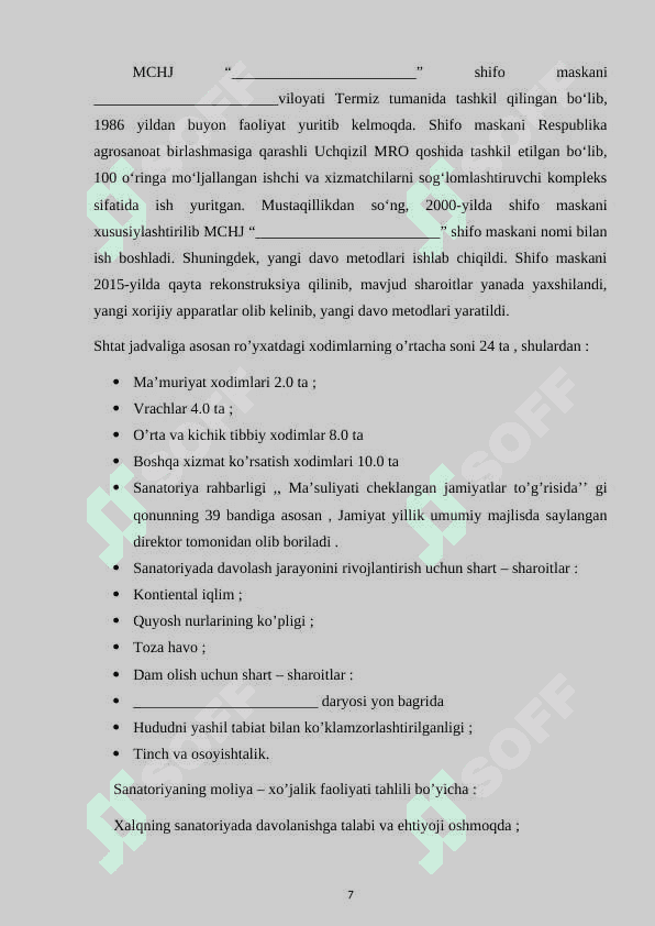 Shifo maskanida tibbiyot talabalari uchun amaliyot bo`yicha hisobot 7