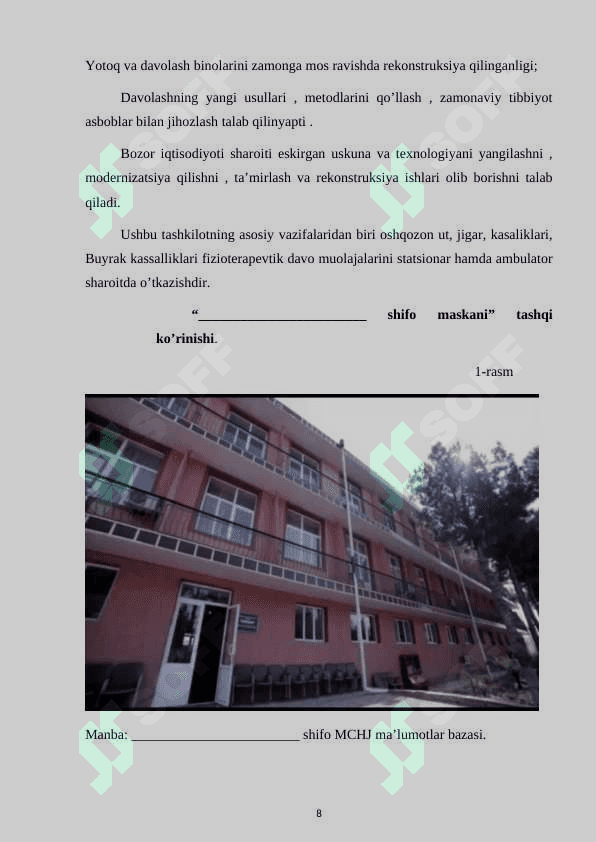 Shifo maskanida tibbiyot talabalari uchun amaliyot bo`yicha hisobot 8