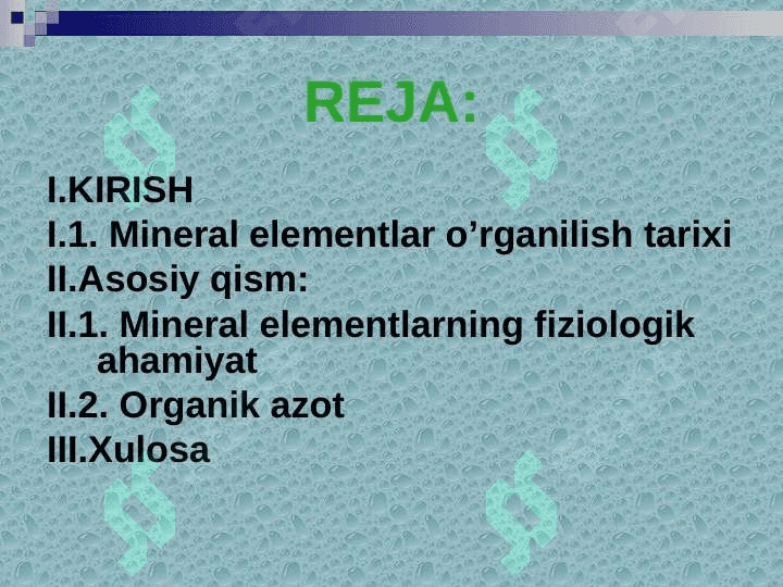 Mineral o'g'itlarni qo'llashning fiziologik asoslari 2