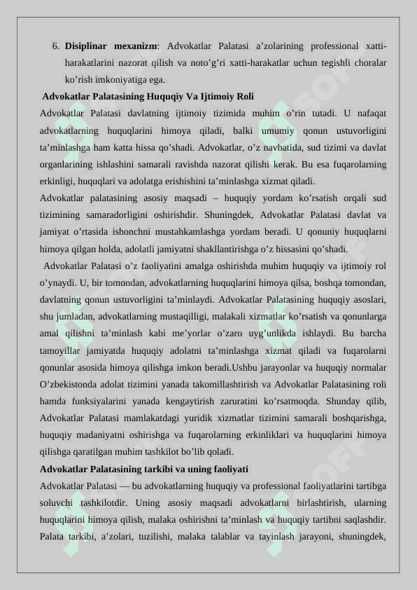 O’zbekiston Respublikasi advakatlar palatasi 6
