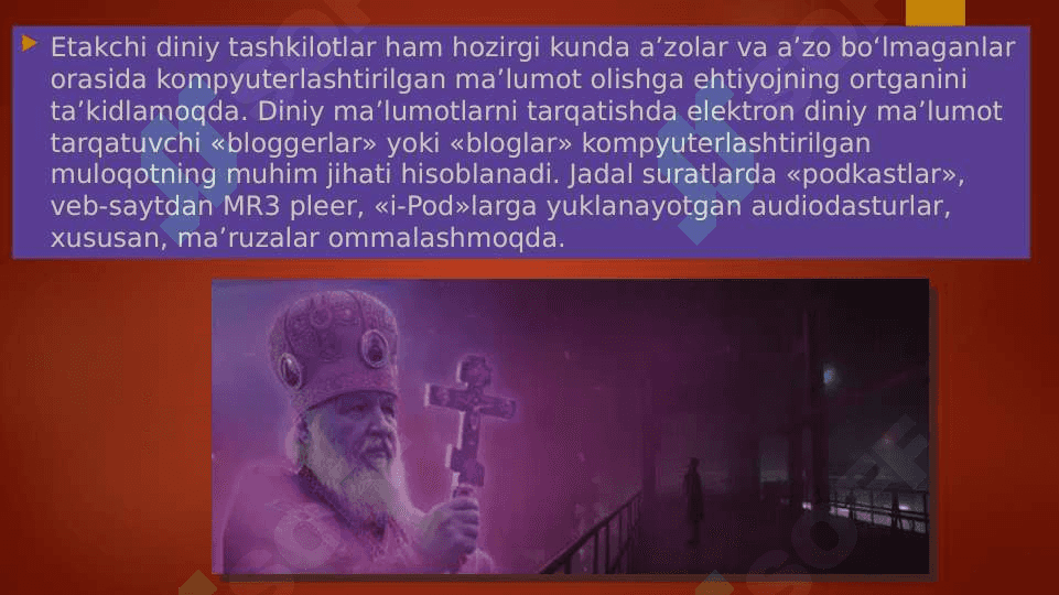 KIBERMAKONDA DINIY E’TIQOD TARG’IBOTINING IJTIMOIY XAVFI (taqdimot) 8