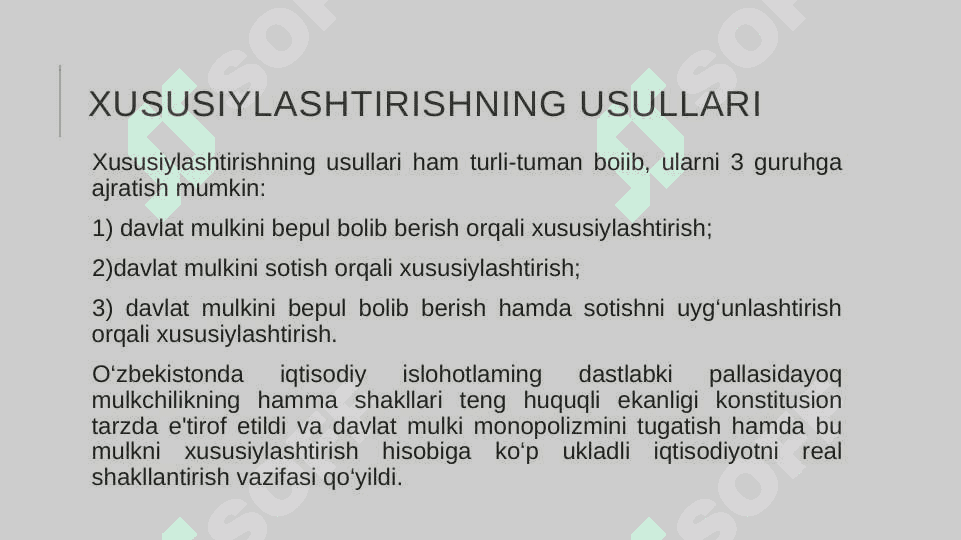 Davlat mulkini xususiylashtirish va boshqarish-iqtisodiyotni tartibga solish vositasi 7