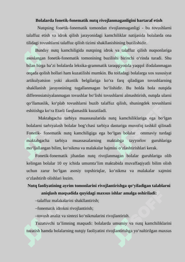 MAKTABGACHA TARNIYA YSOHLARIDA NUTQIDA NUQSONI BO'LGAN BOLALARDA NUTQNING FONETIK TOMONINI SHAKLLLANISH XUSUSIYATLARI 3
