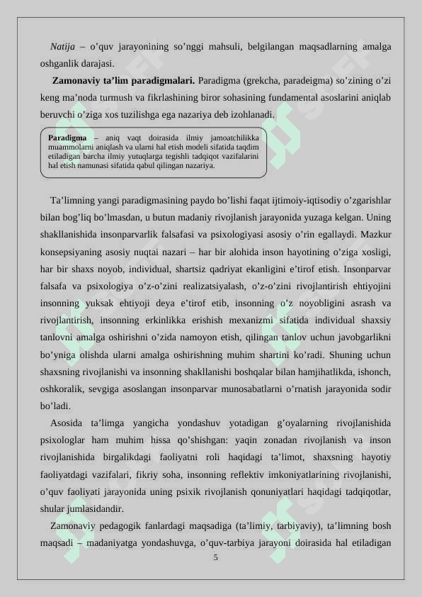 TA’LIM JARAYONINING MOHIYATI. 5