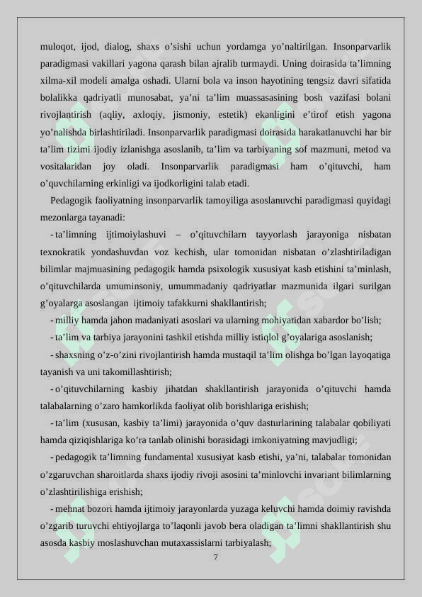 TA’LIM JARAYONINING MOHIYATI. 7
