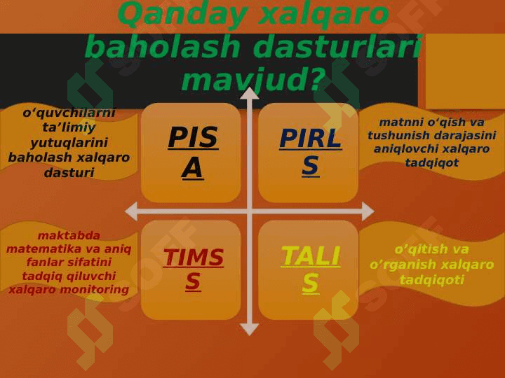 Xalqaro baholash dasturi talablari asosida o’quvchilar kompetensiyalarini shakllantirish (TAQDIMOT) 8