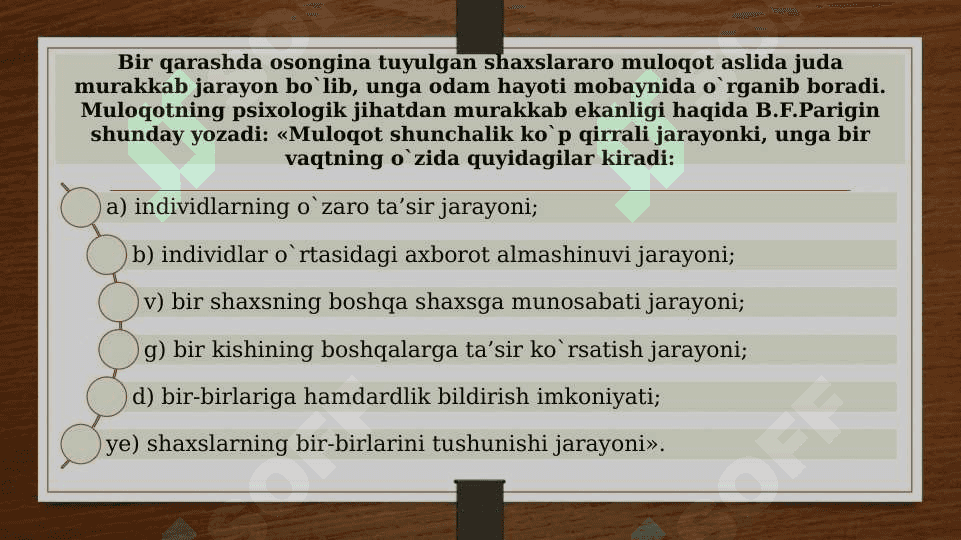 OILADA BOLALAR BILAN MULOQOTNI YO‘LGA QO‘YISHNING PEDAGOGIK-PSIXOLOGIK SHART-SHAROITLARI (taqdimot) 5