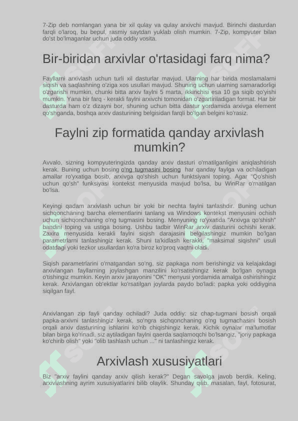 Faylni arxivlash nima? Arxivlash va fayllarni qanday arxiv qilish kerak 2