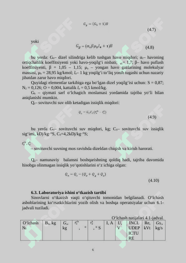 Ichki yonuv dvigatelining tashqi issiqlik balansi 4