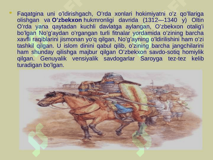 MO'G'ULLAR TOMONIDAN O'RTA OSIYONING BOSIB OLINISHI 7
