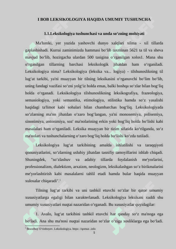 Leksikologiyaning obyekti. Soʻz va leksema munosabati KURS ISHI.1.docx 5