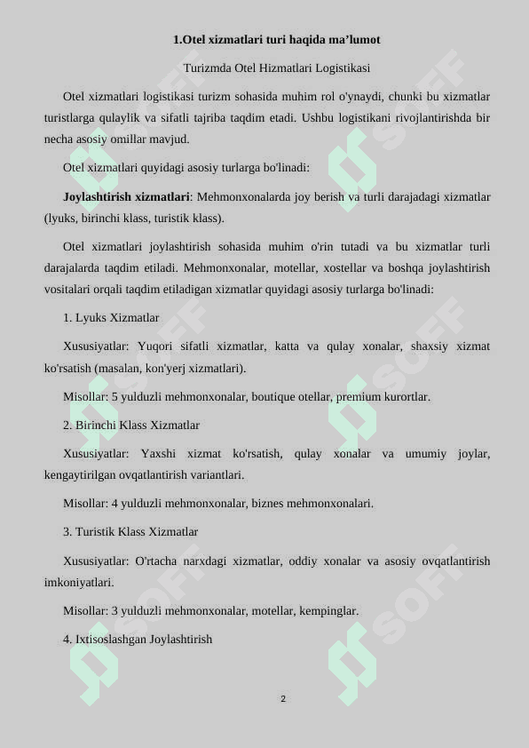 Turizmdagi Otel hizmatlari logistikasi 2