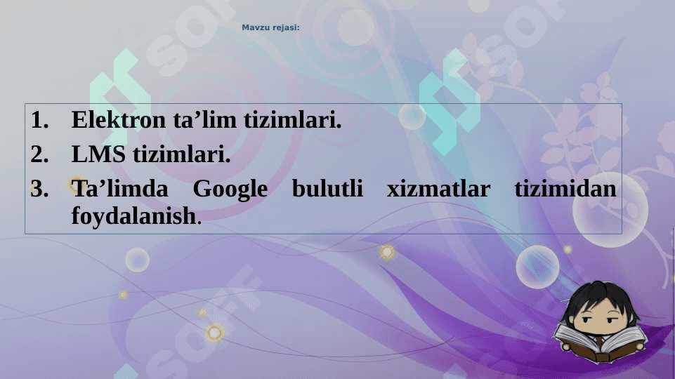 Masofaviy ta’lim texnologiyalari.   LMS. LMS platformalari turlari va vazifalari. Moodle platformasi. Google Clasroom platformasi. 2