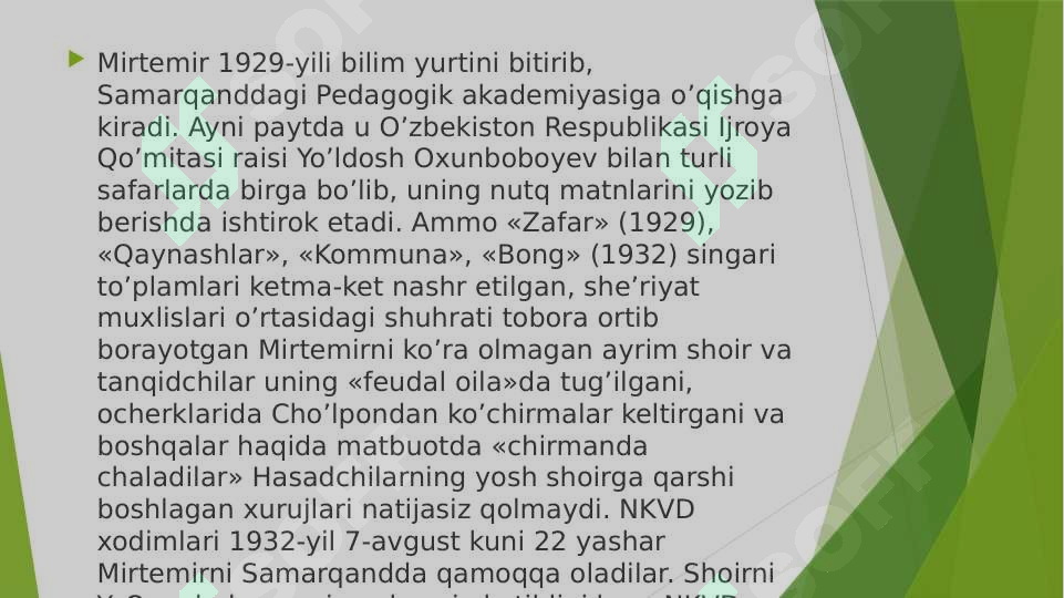 Mirtemirning hayoti va ijodi. «Surat» lirik qissasi 6