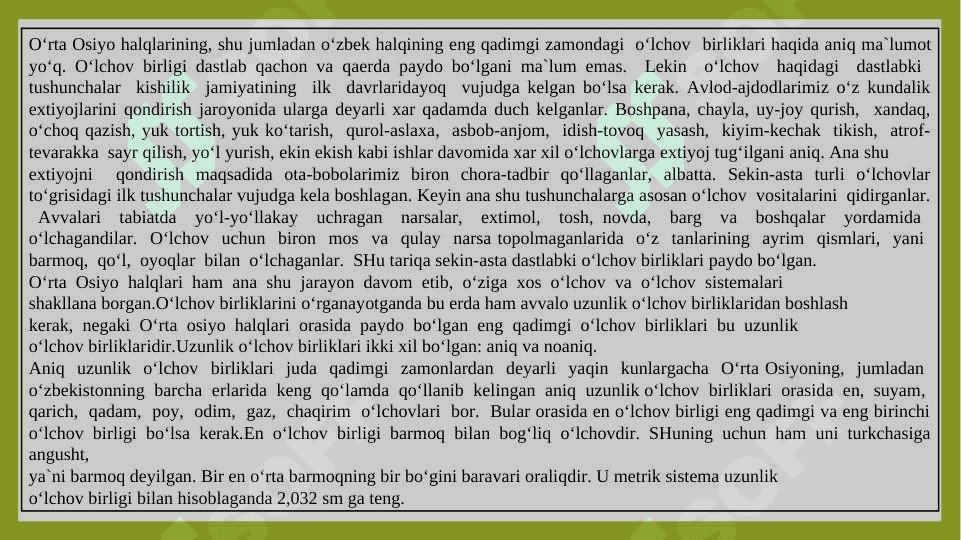 Zamonaviy o‘lchov birliklari 2